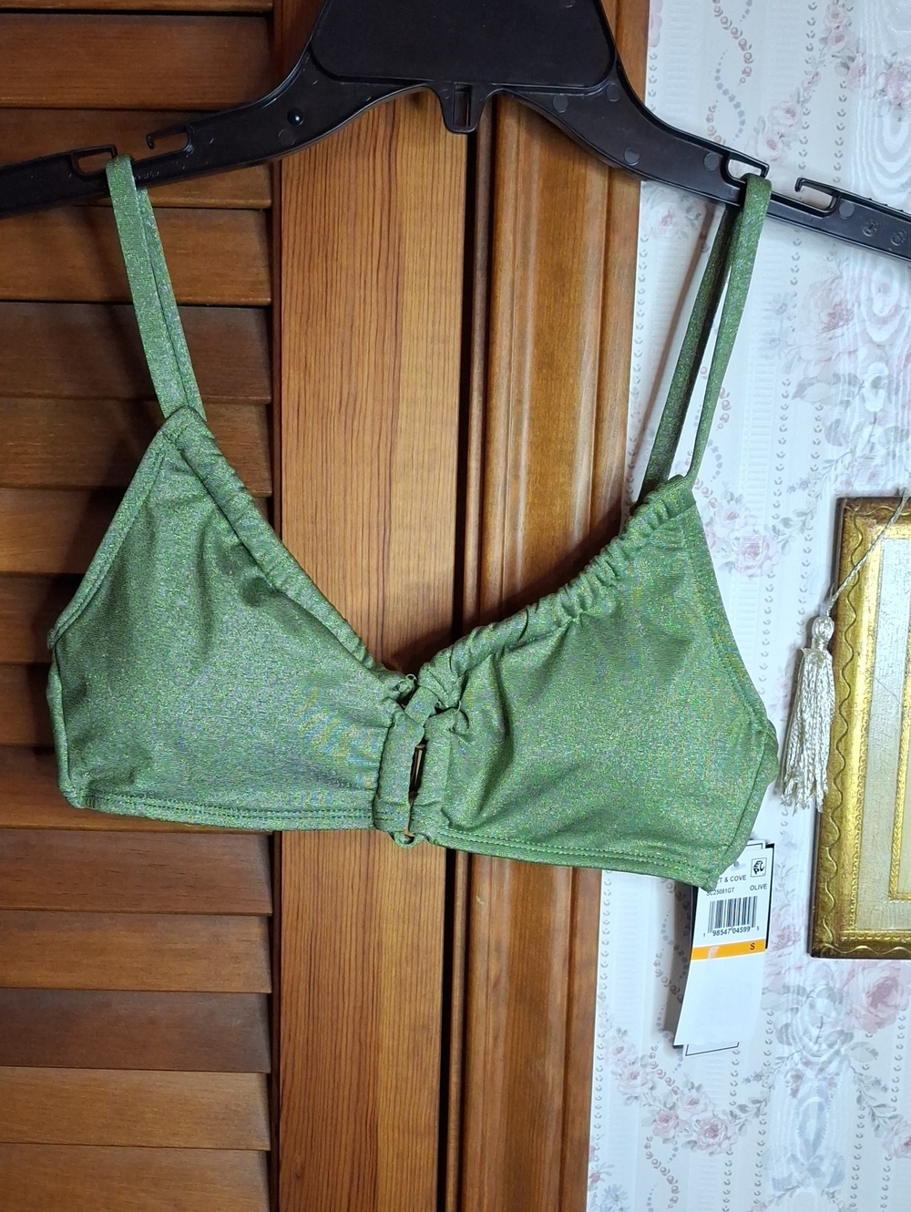 Salt & Cove Olive Glittered Bikini Top Small NWT